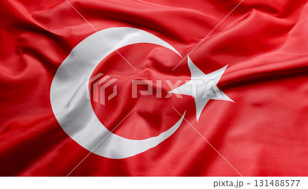 The flag turkish with folds with visible satin texture The flag turkish with folds with visible satin texture 131488577
