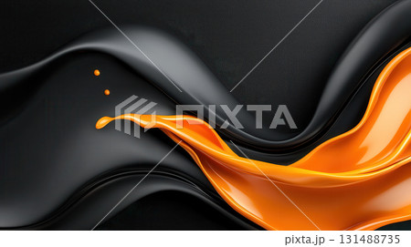 Layers of liquid motion with glowing light accents create calm and dynamic abstract scene. interplay of orange and black evokes sense of fluidity and elegance Layers of liquid motion with glowing light accents create calm and dynamic abstract scene. interplay of orange and black evokes sense of fluidity and elegance 131488735