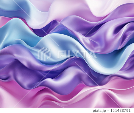 Soft overlapping arcs of silky fabric in soothing pastel colors create calming visual experience. gentle waves of lavender, blue, and pink evoke tranquility and elegance Soft overlapping arcs of silky fabric in soothing pastel colors create calming visual experience. gentle waves of lavender, blue, and pink evoke tranquility and elegance 131488791