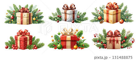 クリスマスのオーナメントのベクターイラストセット 131488875