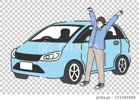 開車休息時男人伸展運動插畫 131488888