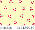 リボンがついたさくらんぼのレトロな背景 131489019