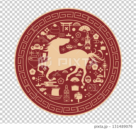 New Year's card 2026 Year of the Horse material New Year's card 2026 Year of the Horse material 131489076
