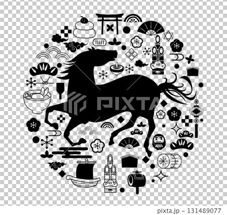 年賀状　2026年　午年  素材 131489077