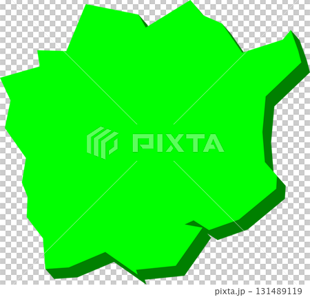 Simple map of Okayama prefecture (green) 131489119