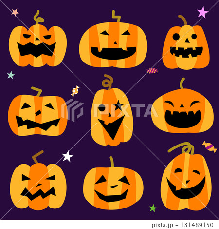 色んな種類のかわいいハロウィンカボチャ 131489150