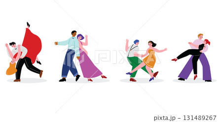 ペアでダンスをする男女のイラストセット 131489267