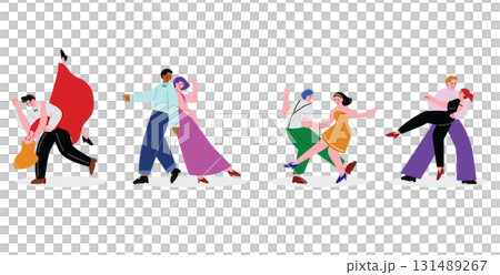 ペアでダンスをする男女のイラストセット 131489267