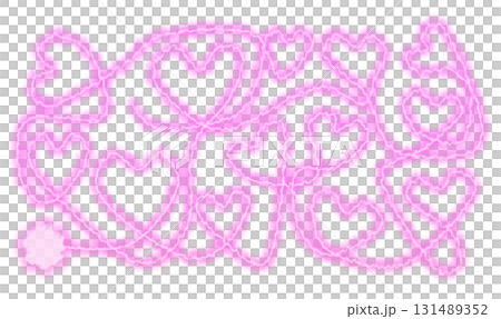 ピンクの炎の糸ハートパターン 131489352