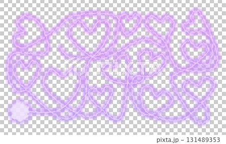 紫の炎の糸ハートパターン 131489353