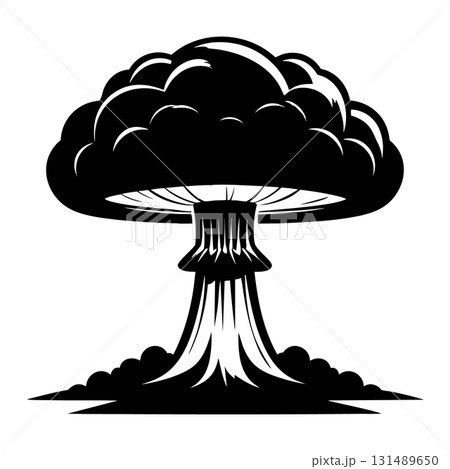 Nuclear explosion mushroom cloud Silhouette Black Vector Nuclear explosion mushroom cloud Silhouette Black Vector 131489650
