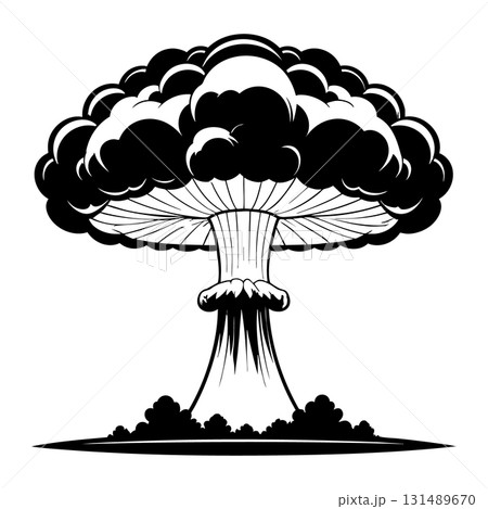 Nuclear explosion mushroom cloud Silhouette Black Vector 131489670