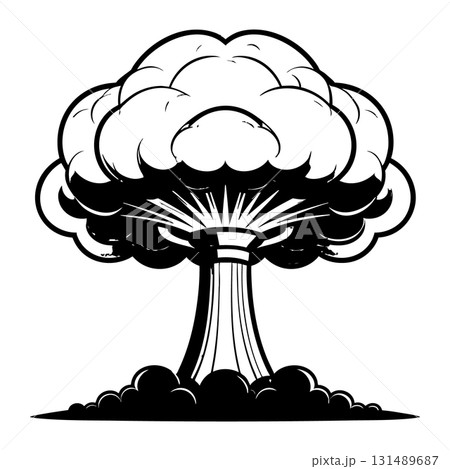 Nuclear explosion mushroom cloud Silhouette Black Vector Nuclear explosion mushroom cloud Silhouette Black Vector 131489687