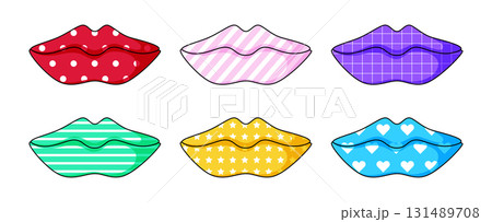 Color lips set with different patterns 131489708
