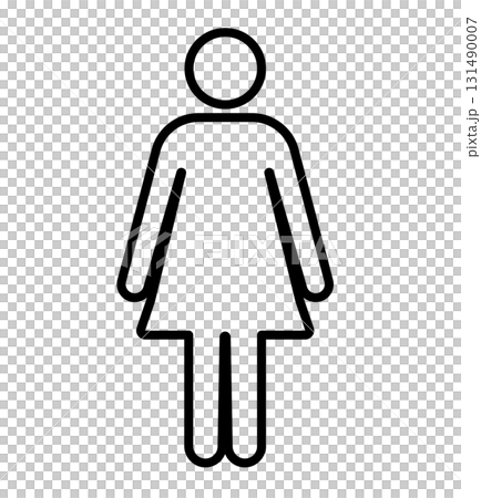 線画　黒いふちの女性のピクトグラム　イラスト素材 131490007