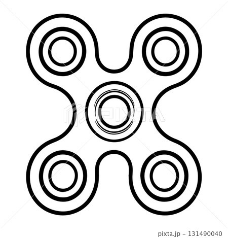 Toy Fidget Spinner Silhouette | Black Vector Illustration Art 131490040
