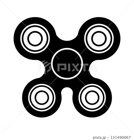 Toy Fidget Spinner Silhouette | Black Vector Illustration Art 131490067