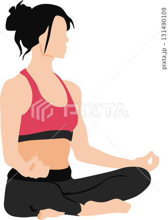 ヨガをする女性のシルエットイラスト ヨガをする女性のシルエットイラスト 131490109