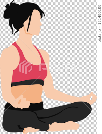 ヨガをする女性のシルエットイラスト ヨガをする女性のシルエットイラスト 131490109