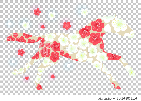 走る馬と梅のイラスト 走る馬と梅のイラスト 131490114