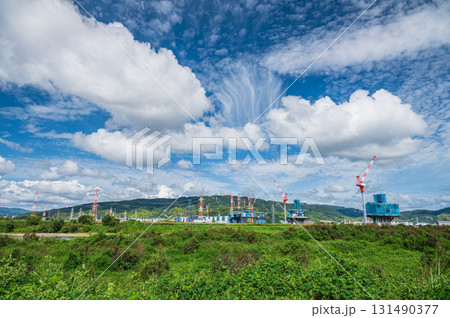 淀川風景 新名神高速道路工事 大阪府高槻市 枚方市 淀川風景 新名神高速道路工事 大阪府高槻市 枚方市 131490377