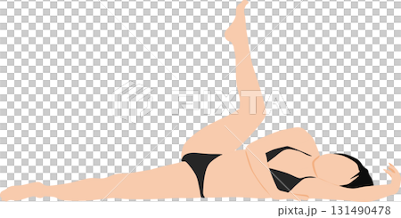 ダイエットする女性のイラスト(筋トレ) 131490478