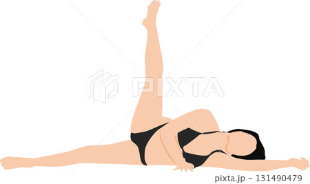 ダイエットする女性のイラスト(筋トレ) 131490479
