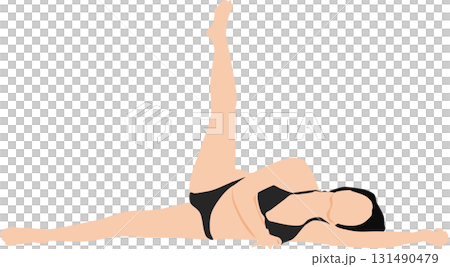 ダイエットする女性のイラスト(筋トレ) 131490479