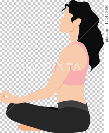 女性做瑜珈的剪影插圖 131490480