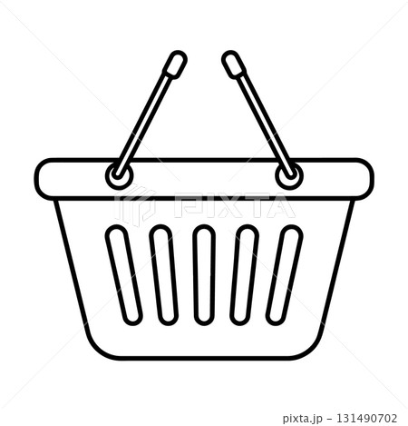 Minimal Shopping Basket Silhouette | Black Vector Design Artwork 131490702