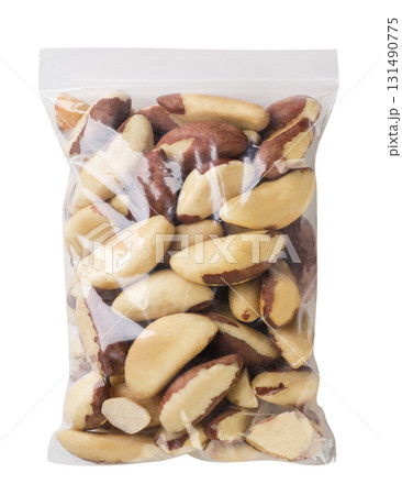 Brazil nuts in a package on a white background. Isolated 131490775