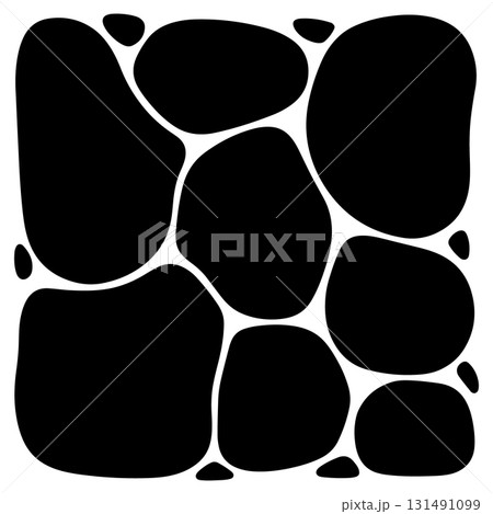 Curvy black stones forming a decorative abstract pattern on a white background 131491099