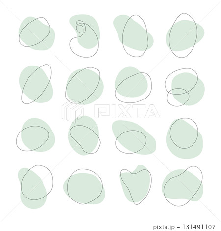 Geometric line patterns with soft green backgrounds in an artistic arrangement of shapes 131491107
