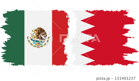 Bahrain and Mexico grunge flags connection vector 131491237