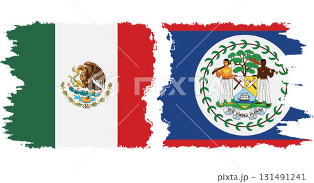 Belize and Mexico grunge flags connection vector Belize and Mexico grunge flags connection vector 131491241