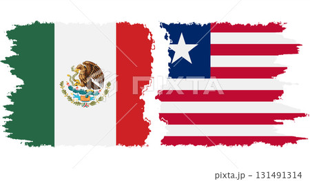 Liberia and Mexico grunge flags connection vector 131491314