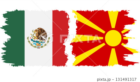 Northern Macedonia and Mexico grunge flags connection vector 131491317