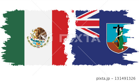 Montserrat and Mexico grunge flags connection vector Montserrat and Mexico grunge flags connection vector 131491326