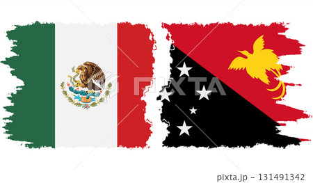 Papua New Guinea and Mexico grunge flags connection vector 131491342
