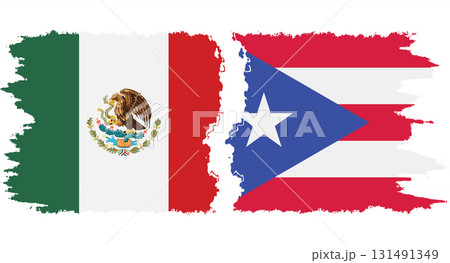 Puerto Rico and Mexico grunge flags connection vector 131491349