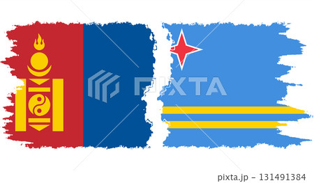 Aruba and Mongolia grunge flags connection vector 131491384