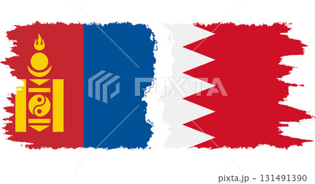 Bahrain and Mongolia grunge flags connection vector 131491390