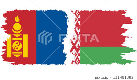 Belarusian and Mongolia grunge flags connection vector 131491392