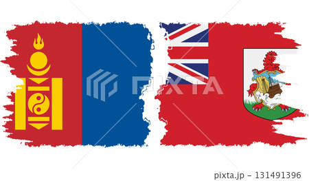 Bermuda and Mongolia grunge flags connection vector 131491396