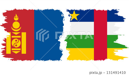 Central African Republic and Mongolia grunge flags connection vecto 131491410