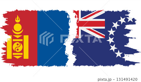 Cook Islands and Mongolia grunge flags connection vector 131491420