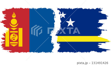 Curacao and Mongolia grunge flags connection vector 131491426