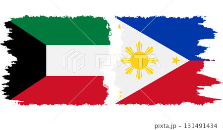 Philippines and Kuwait grunge flags connection vector 131491434