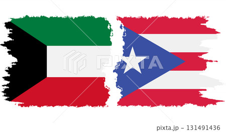 Puerto Rico and Kuwait grunge flags connection vector 131491436