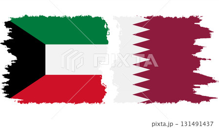 Qatar and Kuwait grunge flags connection vector Qatar and Kuwait grunge flags connection vector 131491437